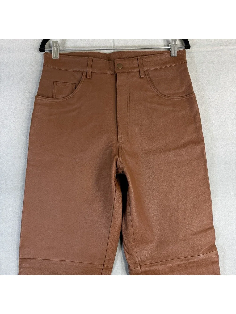 VTG International Male Leather Pants Mens 32x32 Brown Straight Leg Lined Jeans